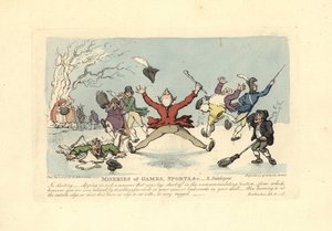 Buz patenlerine düşen adamlar, buzdan düşenler vb. by Thomas Rowlandson