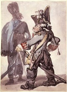 No.2160 Büyük Frederick (1712-86) ve Subaylarından Biri (kalem, sepya ve kağıt üzerine sulu boya) by Thomas Rowlandson