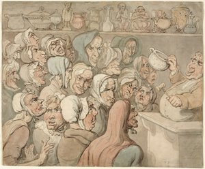 Merak Satışında Yaşlı Hizmetçiler. by Thomas Rowlandson