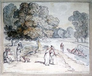 Thames Üzerine (kalem ve mürekkep, sulu boya) by Thomas Rowlandson