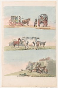 Levha 3, Figürlerin, Manzaraların ve Sığırların Ana Hatları... Öğrenicilerin Kullanımı İçin, Ma..., 8 Mart 1790. by Thomas Rowlandson