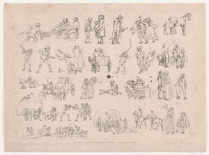 Levha 4, Figürlerin, Manzaraların ve Sığırların Ana Hatları... Öğrenicilerin Kullanımı İçin, Ma..., 8 Mart 1790. by Thomas Rowlandson