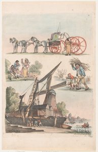 Levha 9, Figürlerin, Manzaraların ve Sığırların Ana Hatları...Öğrencilerin Kullanımı İçin,..., 20 Ocak 1791. by Thomas Rowlandson
