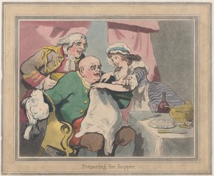 22 Ekim 1789, 22 Ekim 1789, Akşam Yemeğine Hazırlık. by Thomas Rowlandson