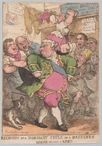 Hareketsiz Bir Unvan veya Pantolon Yapıcının Geri Alınması Lord, pub olur. 1805 (el renkli gravür) by Thomas Rowlandson