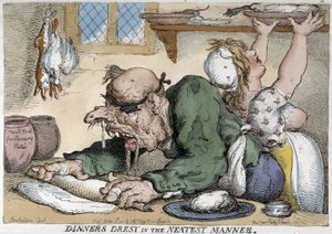 Hasta adam yemek hazırlıyor - Çizgi film Rowlandson by Thomas Rowlandson