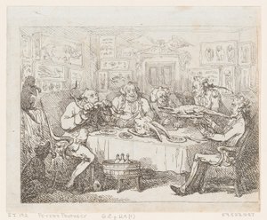 Sir Joseph Banks bir Timsah "Balık Yemeği" yemek üzere, 1788 veya sonrası., 1788 veya sonrası. by Thomas Rowlandson
