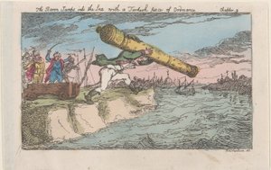 Baron, bir Türk Mühimmat parçasıyla Denize Atlıyor, [1809], yeniden..., [1809], 1811