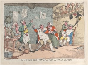 Öfkeli Oğlu Mars ve Ürkek Tonsor, 20 Nisan 1811., 20 Nisan 1811. by Thomas Rowlandson