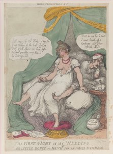 The First Night of My Wedding, or Little Boney No Match For an Arch Dutchess, Ap..., 25 Nisan 1810. by Thomas Rowlandson