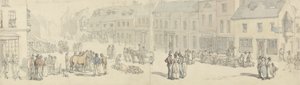 Pazar günü High Street, Newport, Wight Adası, c.1797-1800 (kağıt üzerinde kalem & mürekkep & wc) by Thomas Rowlandson
