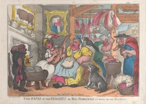 Ailenin Umutları veya Tatillerde Evde Bayan Marrowfat, 1809-13., 1809-13. by Thomas Rowlandson