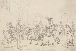 Binicilik Okulu (kağıt üzerine kalem ve mürekkep) by Thomas Rowlandson