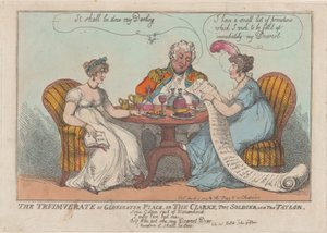 Gloucester Place Triumvirate veya The Clarke, The Soldier ve The Taylor, 1809., 1809. by Thomas Rowlandson
