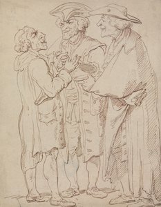 Konuşan Adamların Üç Tam Boy Figürü by Thomas Rowlandson