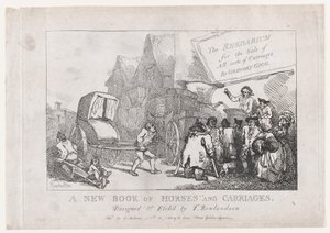 Başlık Sayfası: Yeni Bir Atlar ve Arabalar Kitabı veya, Her Türlü Satış için Rhedarium..., 1784. by Thomas Rowlandson
