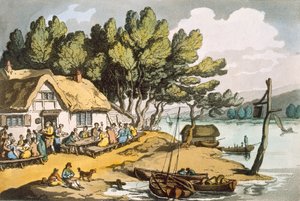 Newport, Wight Adası, pub yakınında görüntüleyin. 1822. by Thomas Rowlandson
