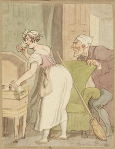 Kadın İçki Çalarken Yakalandı by Thomas Rowlandson