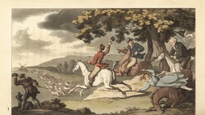 Geyik avında tazılarla binen genç İngiliz beyefendi by Thomas Rowlandson