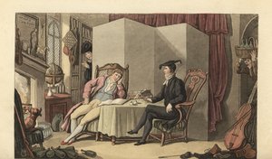 Üniversitede odalarında genç beyefendi by Thomas Rowlandson