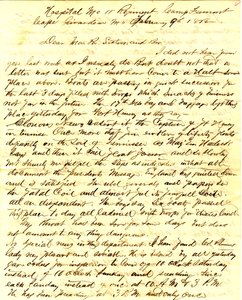 İmzalı mektup T.S. Hawley, Hastane 11. Missouri Piyade, Camp Fremont, Cape Girardeau, aileye, 9 Şubat 1862 by Thomas S. Hawley