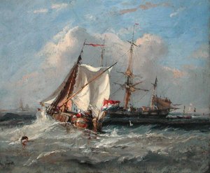 Güçlü Bir Esintide Hollandalı Smalschip (gemide yağ)
