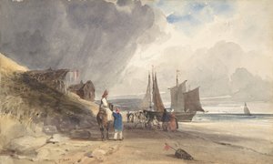 Sahildeki Figürler, Kuzey Fransa, 1830. by Thomas Shotter Boys