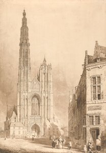 Anvers Katedrali'nin görünümü by Thomas Sidney Cooper