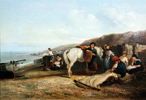 Ağları Onarmak (tuval üzerine yağlı boya) by Thomas Smythe