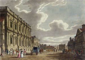 Whitehall, Londra'daki Westminster (renkli aquatint)