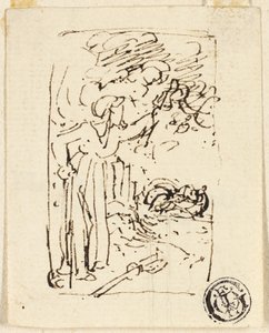 Bastona Yaslanmış Figürün Kroki by Thomas Stothard