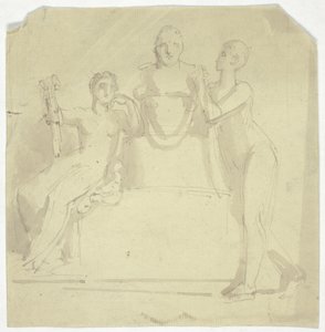 Göğüslü İki Kadın Figürü by Thomas Stothard