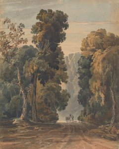 Geniş, Ağaçlı Şeritte At, Araba ve Sürücü by Thomas Sully