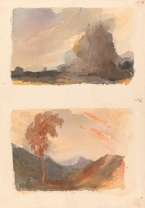 Bir Sayfada İki Çizim: Ön Planda Büyük Uçurumlu Manzara - Cuyp Prensibi (no. 3); Ön Planda Ağaçlı Manzara, Uzakta Dağlar - İkisinin İlkesi (no. 4) by Thomas Sully