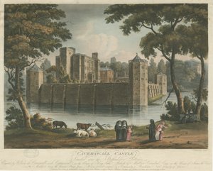 Caverswall Kalesi: renkli aquatint gravür, 1 Şubat 1817