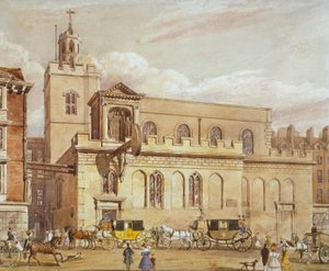 Batıdaki St Dunstan Kilisesi, Fleet Street, Londra Şehri, 1827 by Thomas Talbot Bury
