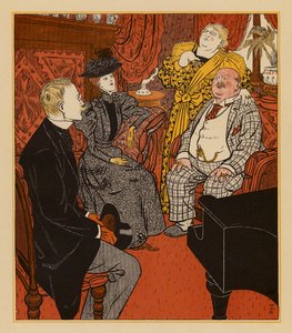 Bir ziyaret (renkli lito) by Thomas Theodor Heine