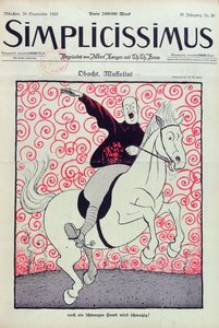 Benito Mussolini'nin (1883-1945) karikatürü, 'Simplicissimus' Dergisi'nin kapağı, Münih'te yayınlandı, 24 Eylül 1923 (renkli lito)