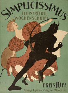 "Simplicissimus Illustrated Weekly"den ön kapak, pub. 1896 (renkli lito)