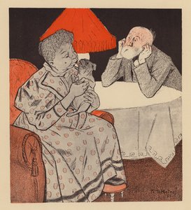 Koca, 25 yıllık evliliğin ardından karısının evcil köpeğini kendisinden daha çok seviyor görünmesinden pişmanlık duyuyor (renkli lito) by Thomas Theodor Heine