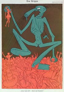 Influenza, 'Simplicissimus'tan, Şubat 1929 (renkli lito) by Thomas Theodor Heine