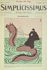 Kaiser, Deniz Yılanı ile İngiltere'ye gidiyor, Simplicissimus'tan İllüstrasyon'u kapsıyor by Thomas Theodor Heine