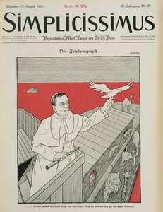 Barışçıl Papa, Alman dergisi Simplicissimus'un ön kapağı, pub. 1915 (taş) by Thomas Theodor Heine
