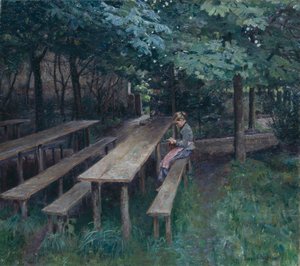 Dachau'daki restoran bahçesi by Thomas Theodor Heine