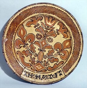 Staffordshire çanak, c.1680 (slipware) by Thomas Toft