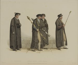 Başkan Yardımcısı, Esquire Beadle, Yeoman Beadle, Verger, J. Agar tarafından oyulmuş, R. Ackermann'ın 'History of Oxford'unda yayınlanmıştır, 1813 (el renkli gravür)