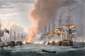 Danimarka Filosunun Kopenhag'dan Önce Yıkılışı, 2 Nisan 1801, Thomas Sutherland tarafından J. Jenkins'in 'Deniz Başarıları' için kazınmış, 1816