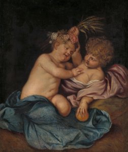 İki Bebek, İlkbahar ve Sonbaharın Kişileştirmeleri by Thomas Willeboirts Bosschaert (follower of)