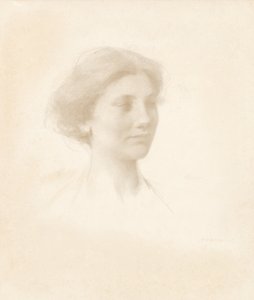 bir kızın başı by Thomas Wilmer Dewing