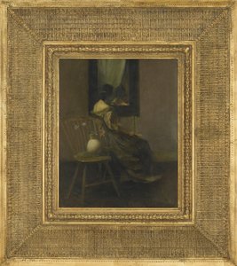 Ayna, 1907 (ahşap panel üzerine yağlı boya) by Thomas Wilmer Dewing